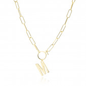 Colier argint placat cu aur galben cu initiala litera M DiAmanti LZ0005NG_M-DIA